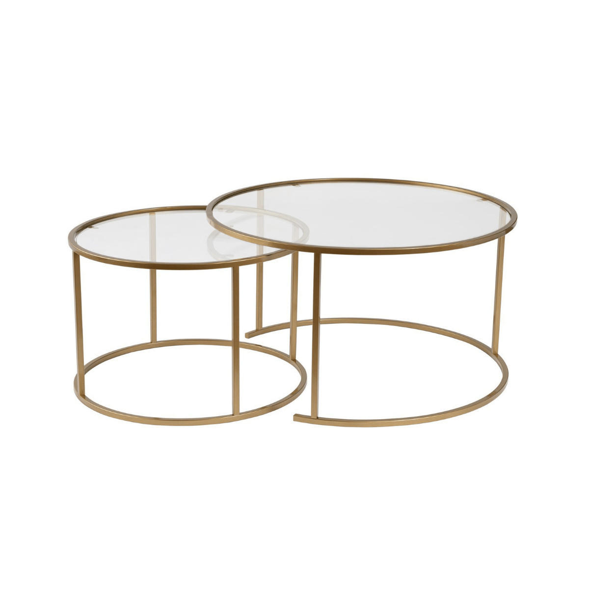 Calicosy SADA 2 kulatých konferenčních stolků se skleněnými deskami, průměr 80 cm - AURUM