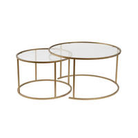 COUCHTISCHE mit Glasplatte 80/80/43 cm - Goldfarben, Metall (80/80/43cm) - Calicosy