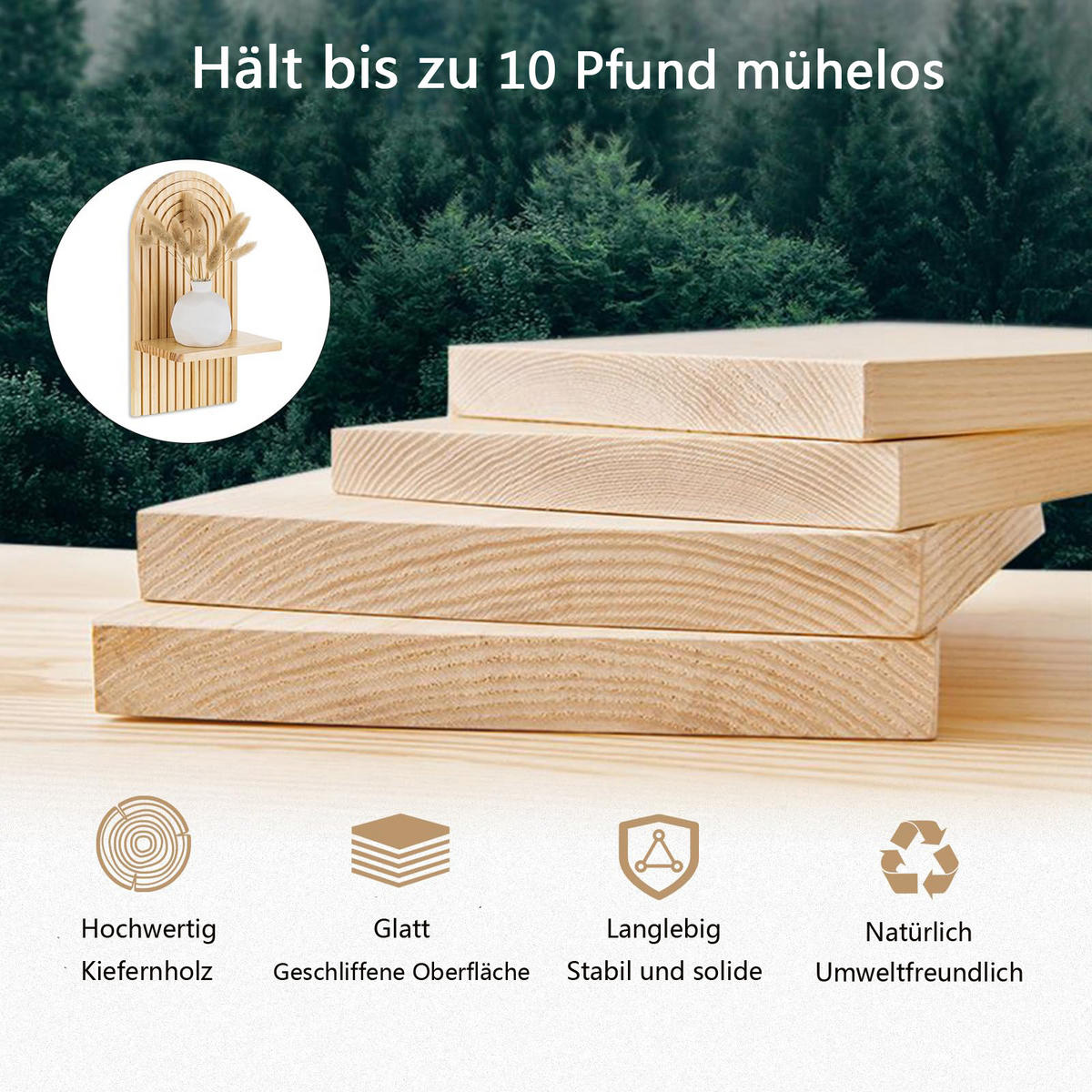 WANDBOARD Aus Holz, 2 Stück - Braun, Holz (18/35/13.1cm) - Kaket