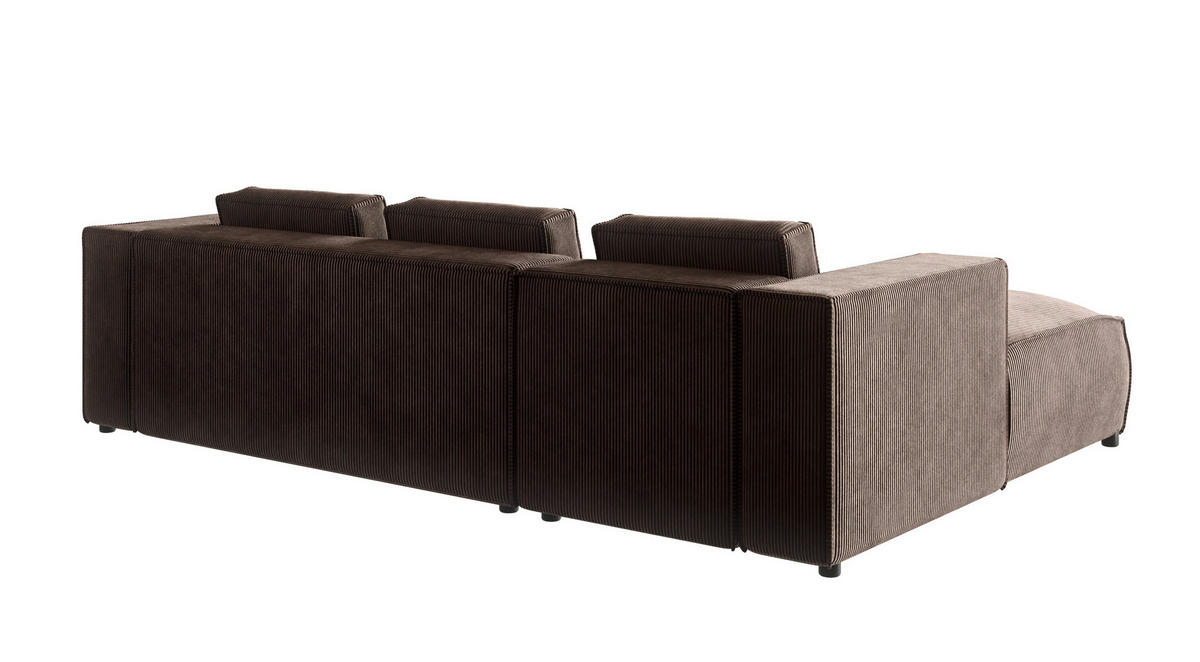 ECKSOFA Nova Dunkelbraun Cord - Dunkelbraun/Schwarz, Holz/Kunststoff (262/176cm) - S-Style Möbel