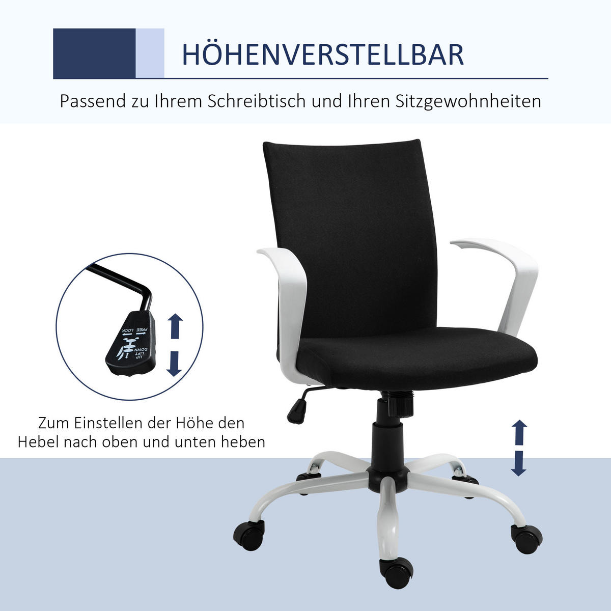 BÜROSTUHL, Schaumstoff, Nylon, Schwarz - Schwarz, Kunststoff (61/99/61cm) - Vinsetto