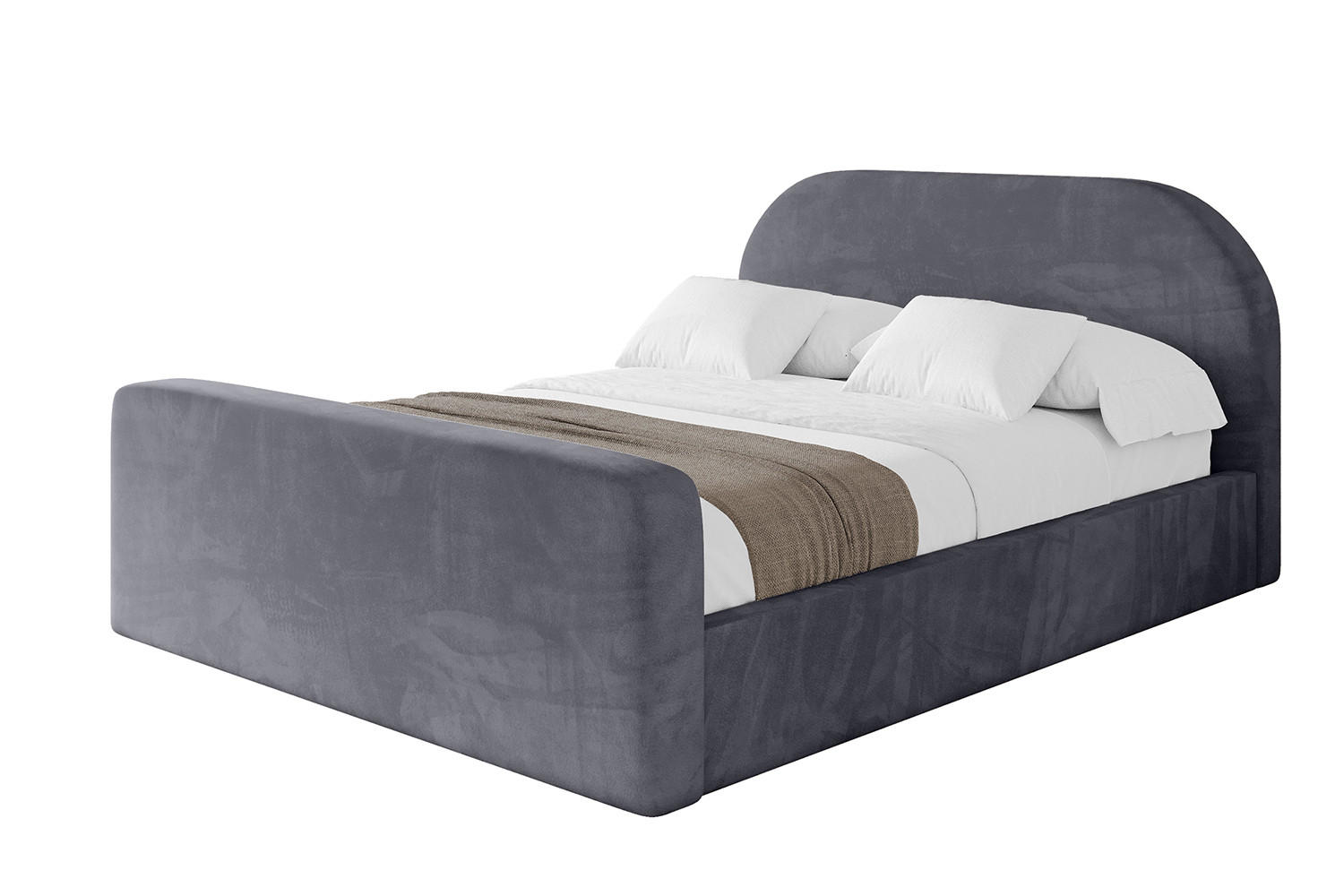 POLSTERBETT mit Bettkasten, Fußteil und Lattenrost, Boxbett mit Matratze H3/H4 - TIVON-Z 180x200 Dunkelgrau - Dunkelgrau, Holzwerkstoff/Textil (180/200cm) - ALTDECOR