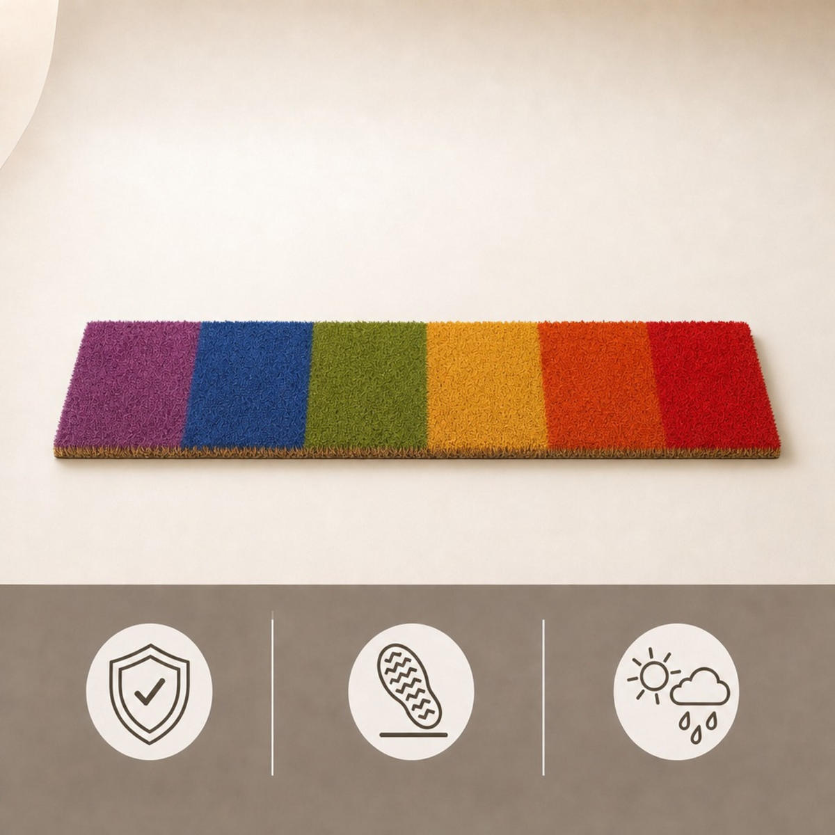 FUSSMATTE Bunt Kokosfaser rutschfest 75x25 cm - Multicolor, Kunststoff/Textil (75/25cm) - Relaxdays