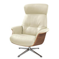 SESSEL - manuell verstellbar - Chromfarben/Weiß, Leder/Metall (83/110/88cm) - home24