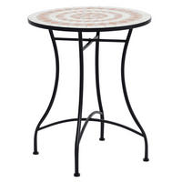 GARTENTISCH DE-07287 rund mit Mosaik-Design Orange/Weiß - Orange/Weiß, Keramik/Metall (60/60/71cm) - ComfortXL