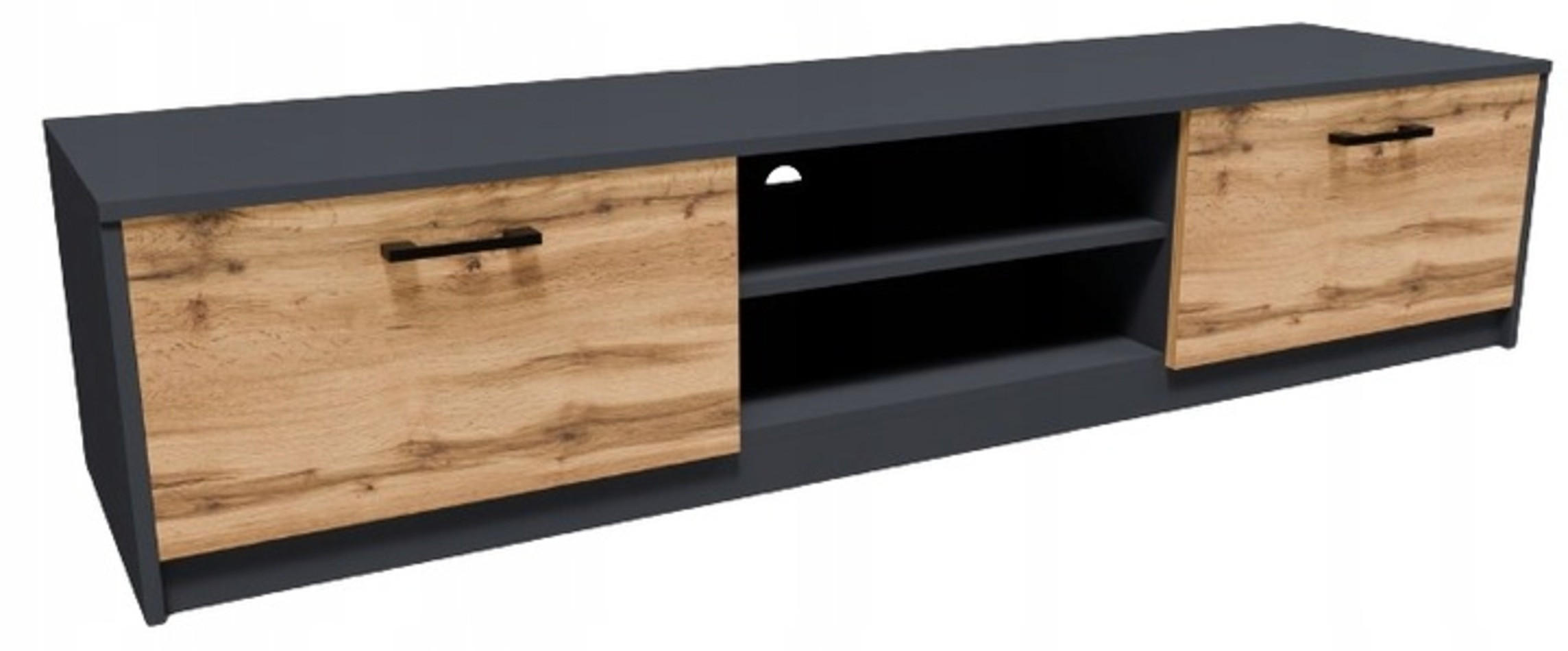 FERNSEHKOMMODE 2DC Anthrazit-Wotan Eiche 160/41/36 cm - Anthrazit/Eiche Wotan, Holzwerkstoff (160/36/41cm) - Matkam Möbel