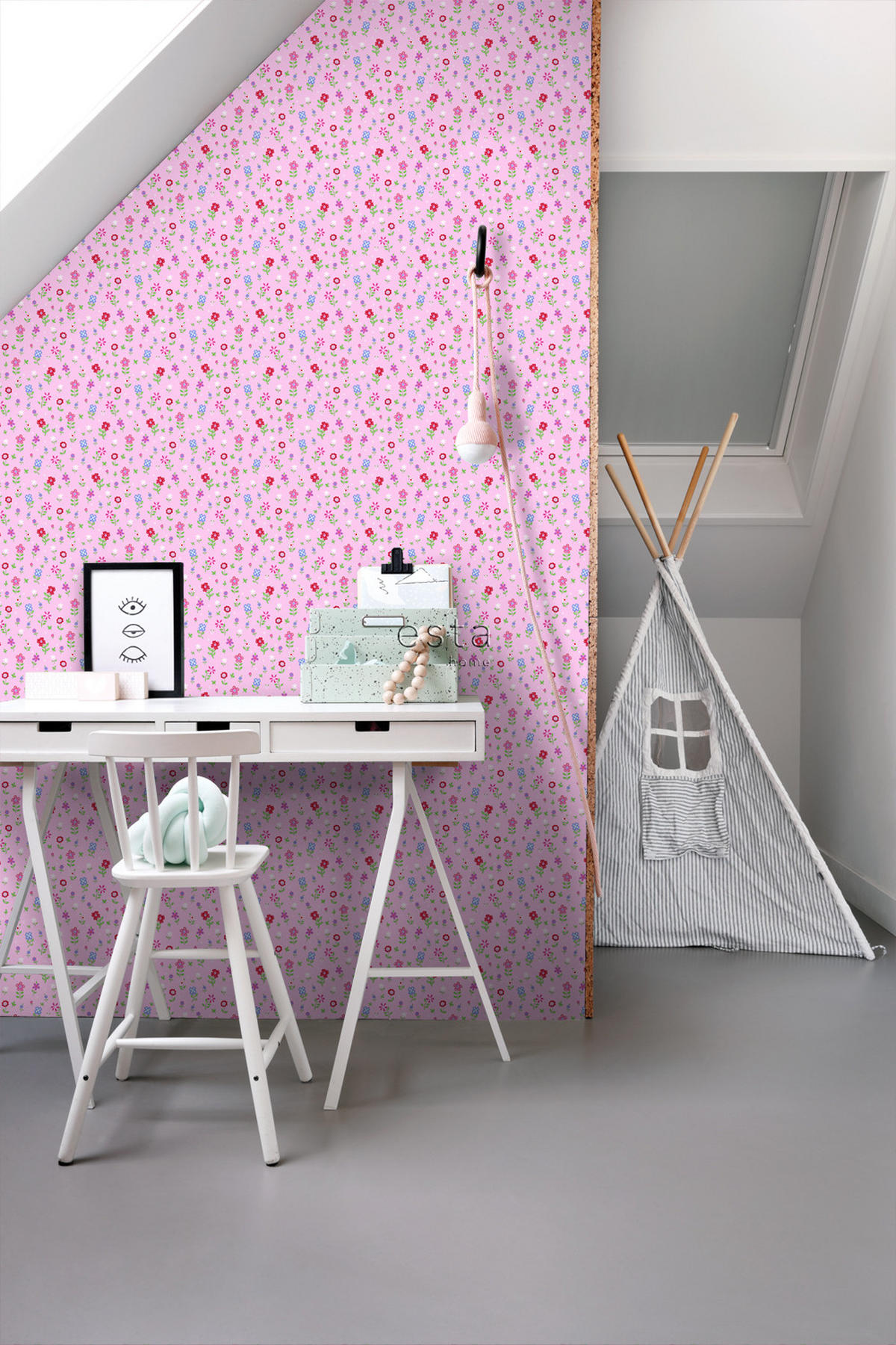 TAPETE Blumen 53 cm x 10.05 m - Pink, Papier (53/0.1cm) - ESTAhome