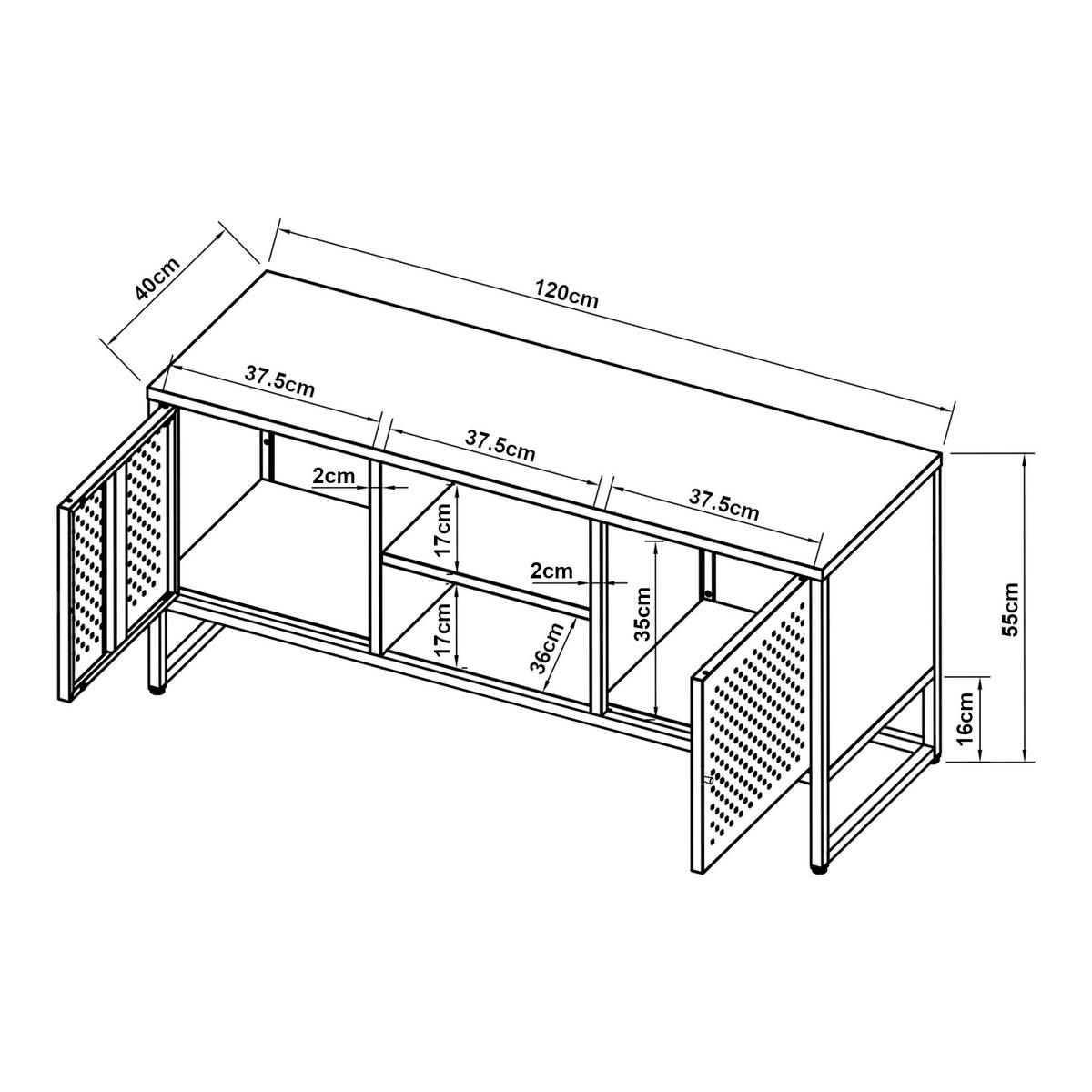TV-ELEMENT Janakkala - Schwarz, Metall (120/55/40cm) - [en.casa]