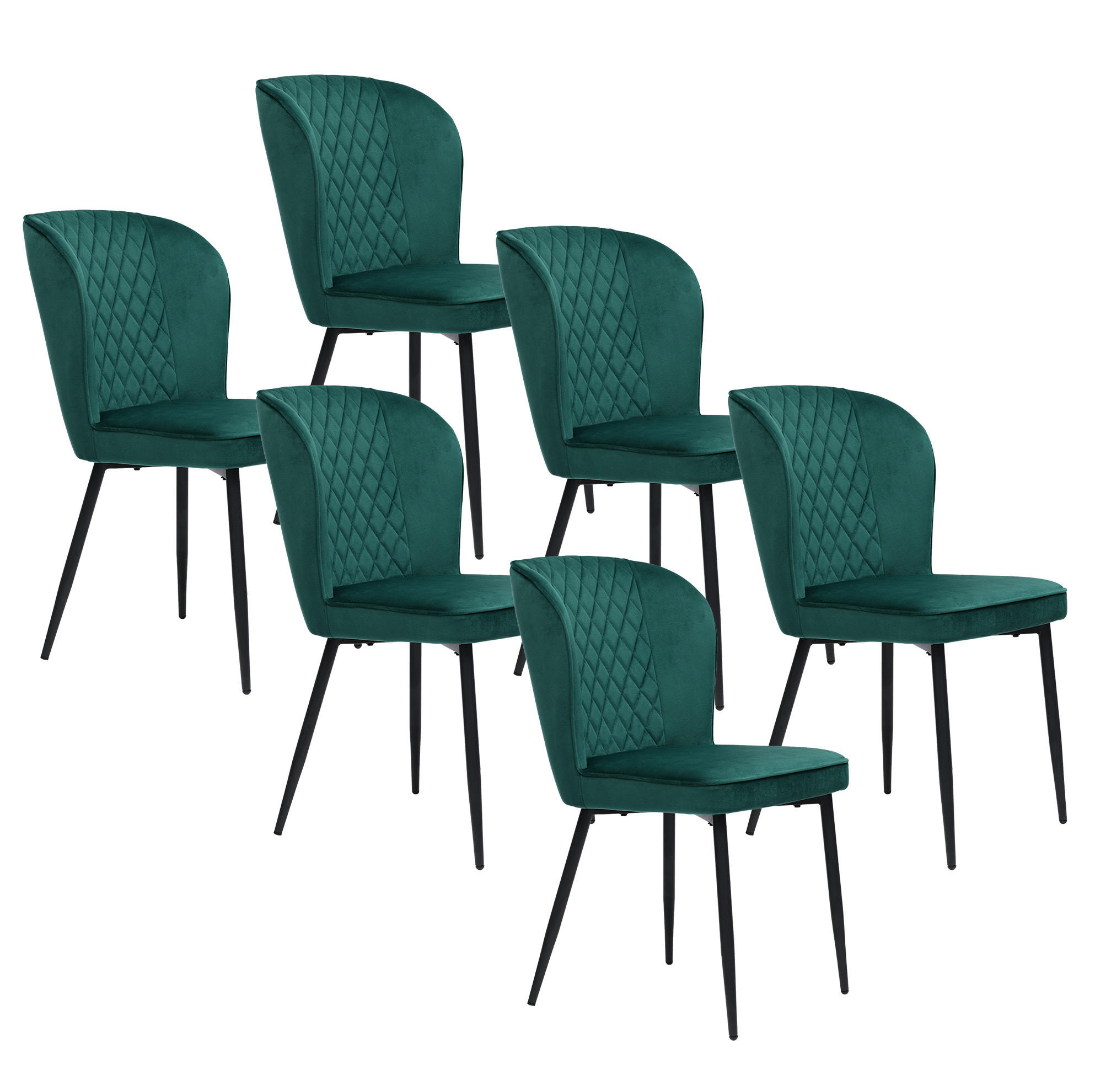 ESSZIMMERSTUHL ergonomisch Samt Grün 6er-Set - Grün, Metall (43/86/47.2cm) - Meubliv