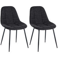 STUHL 2er Set Stoff dunkelgrau - Dunkelgrau/Schwarz, Textil/Metall (46/82/52cm) - CLP