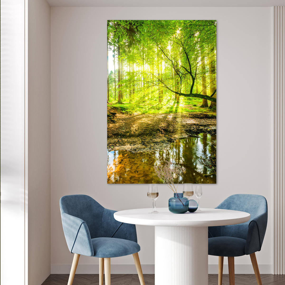 POSTER Wald - Landschaft - Wasser - Bäume - Sonne - Grün - Natur 80x120 cm - Grün, Papier (80/120/0.1cm) - MuchoWow