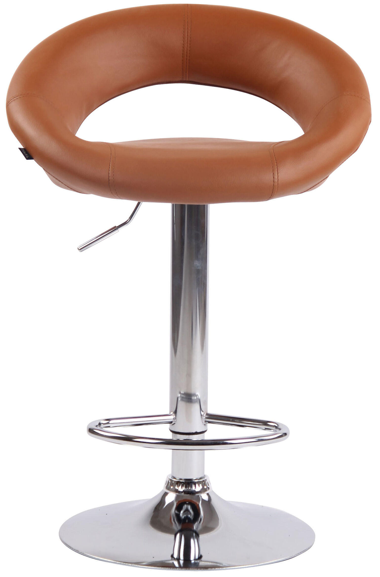 BARHOCKER Olin, Gestell Metall in Chromoptik, Kunstleder Hellbraun - Hellbraun/Chromfarben, Kunststoff/Textil (53/100/47cm) - TPFLiving