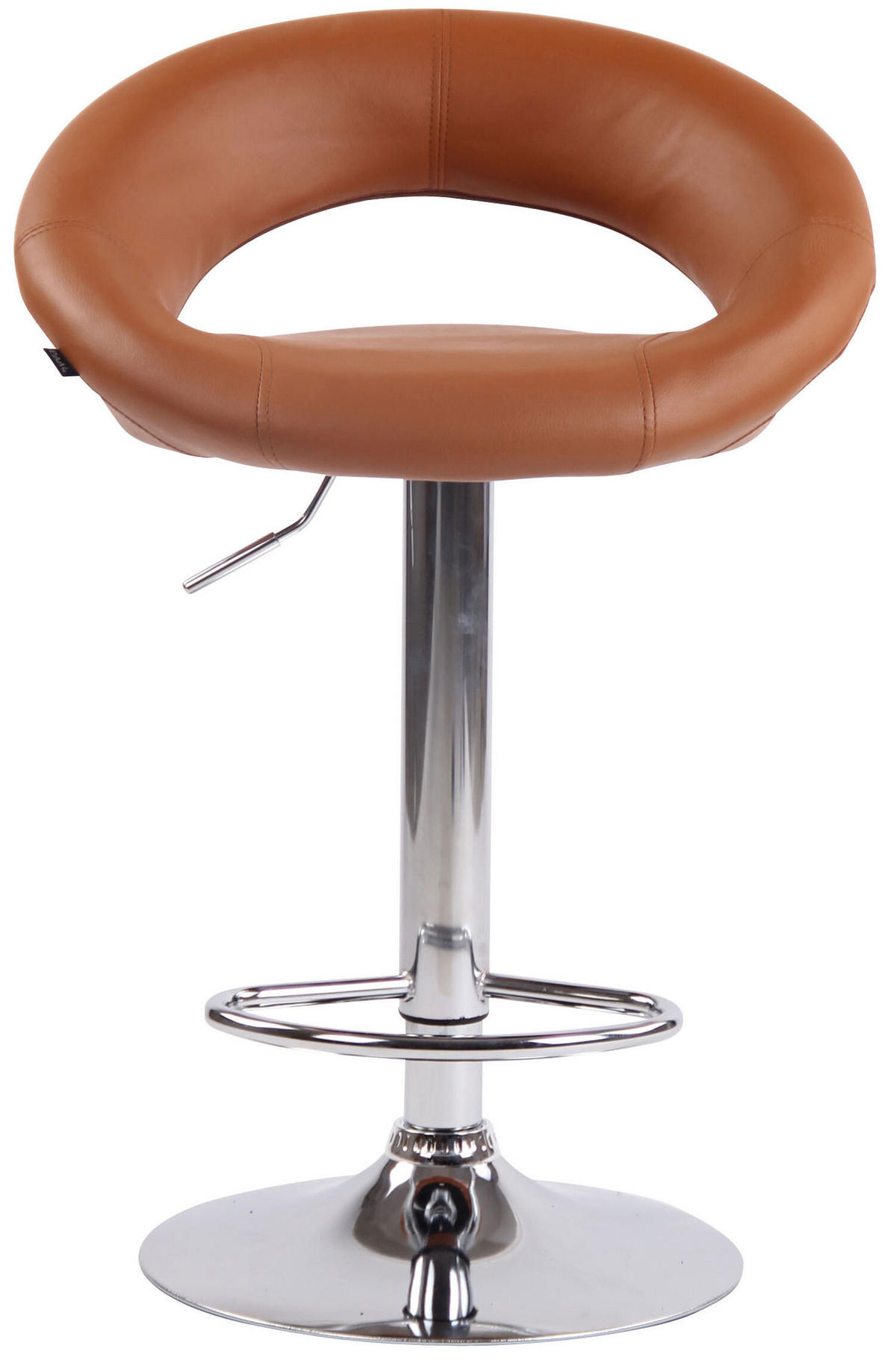BARHOCKER Olin, Gestell Metall in Chromoptik, Kunstleder Hellbraun - Hellbraun/Chromfarben, Kunststoff/Textil (53/100/47cm) - TPFLiving
