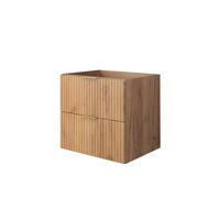 WASCHBECKUNTERSCHRANK, Eiche Craft, 60 x 57 x 46 cm, Griff Gold, ohne Arbeitsplatte - Eichefarben/Goldfarben, Holzwerkstoff (60/57/46cm) - 3XE LIVING