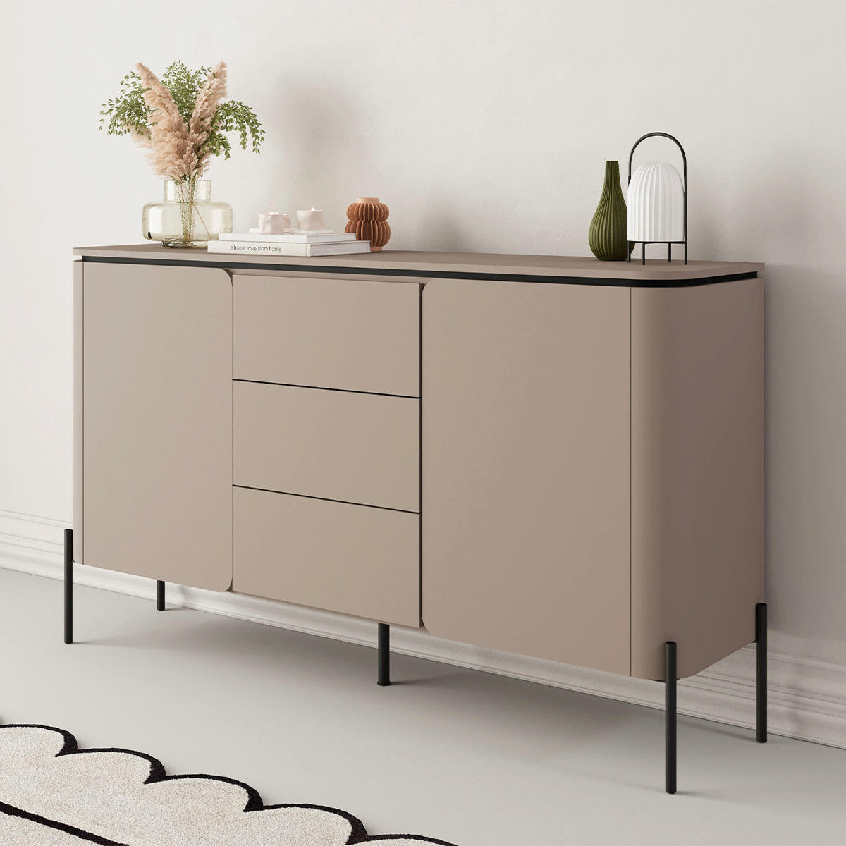 KOMODA Taupe - sivorjava, leseni material (162.6/94.3/39.5cm) - Petits-meubles