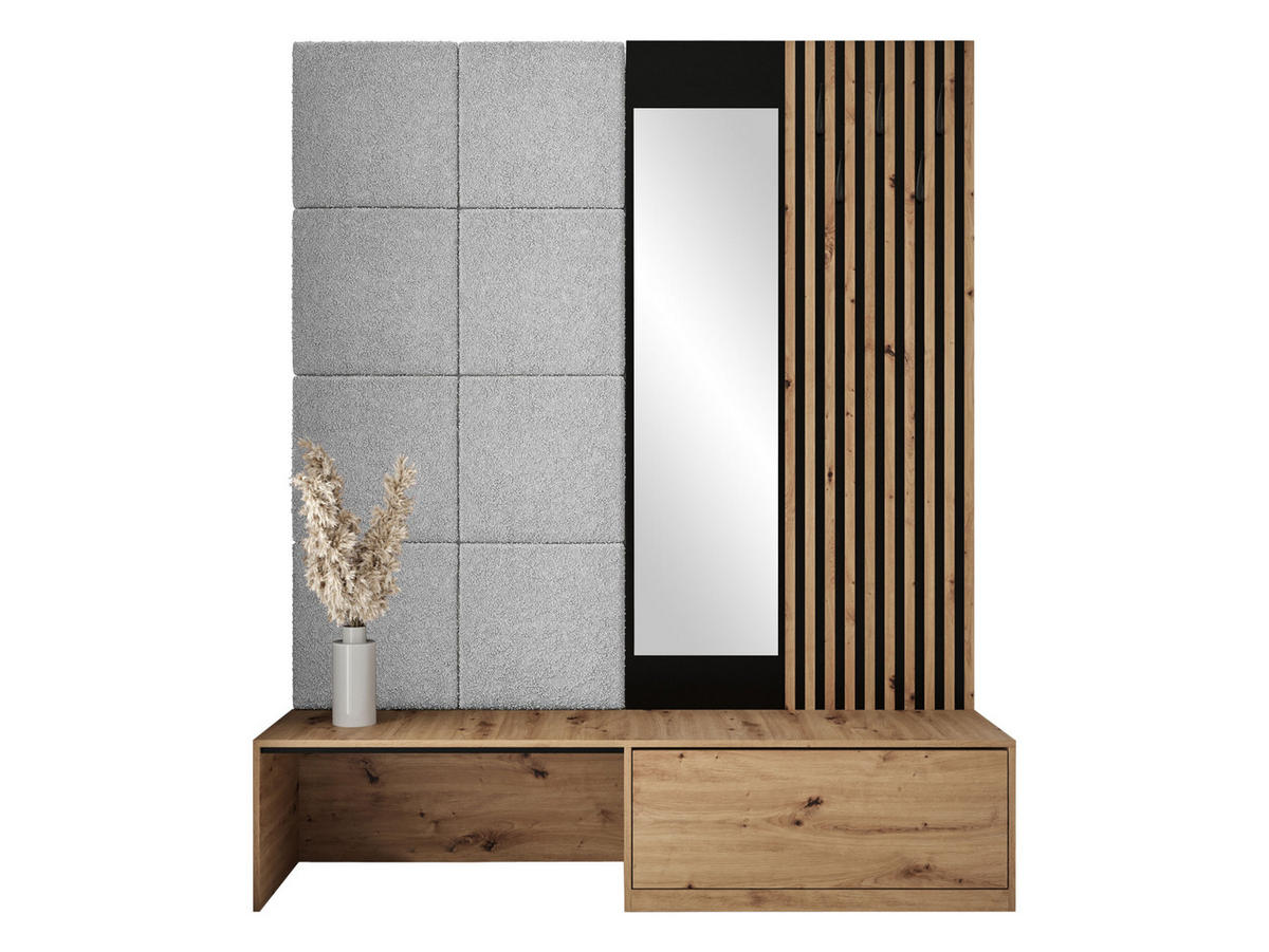 GARDEROBE Premium - Silberfarben/Eiche Artisan, Holzwerkstoff (172/205/42cm) - MIRJAN24