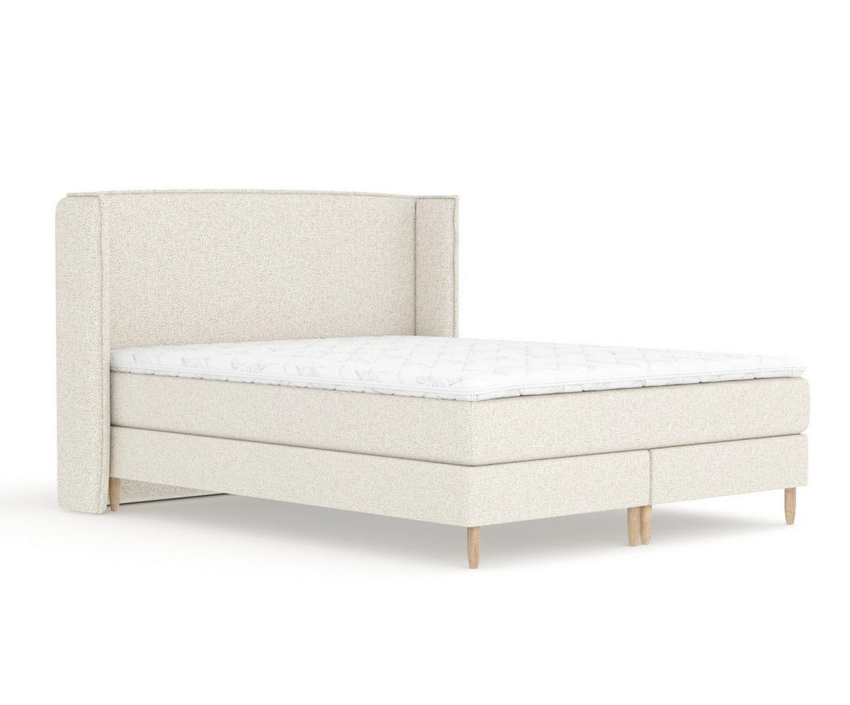 KONTINENTALBETT Ardis Creme 200/200 cm mit Matratze und Topper - Creme/Naturfarben, Holz/Holzwerkstoff (200/200cm) - Maison de Reve