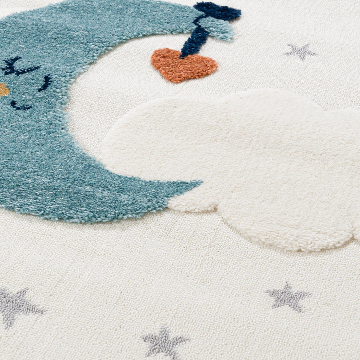 KINDERTEPPICH Beige Sterne, Mond - Mittelflor Rechteckig Weich 160 x 230 cm - Ecru/Multicolor, Textil (160/230cm) - Mazovia