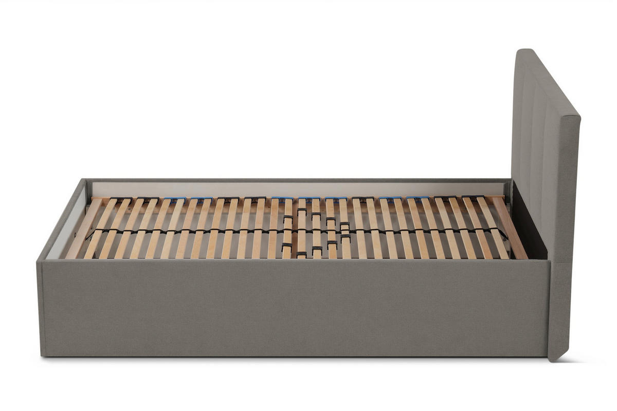 POLSTERBETT Dalas Granitgrau 120 x 200 x 40 cm Stauraum Mit hochwertiger Matratze H2 (bis 100 kg) und Lattenrost - Dunkelgrau, Holz (120/200cm) - Halmon Schlafkomfort Betten 
