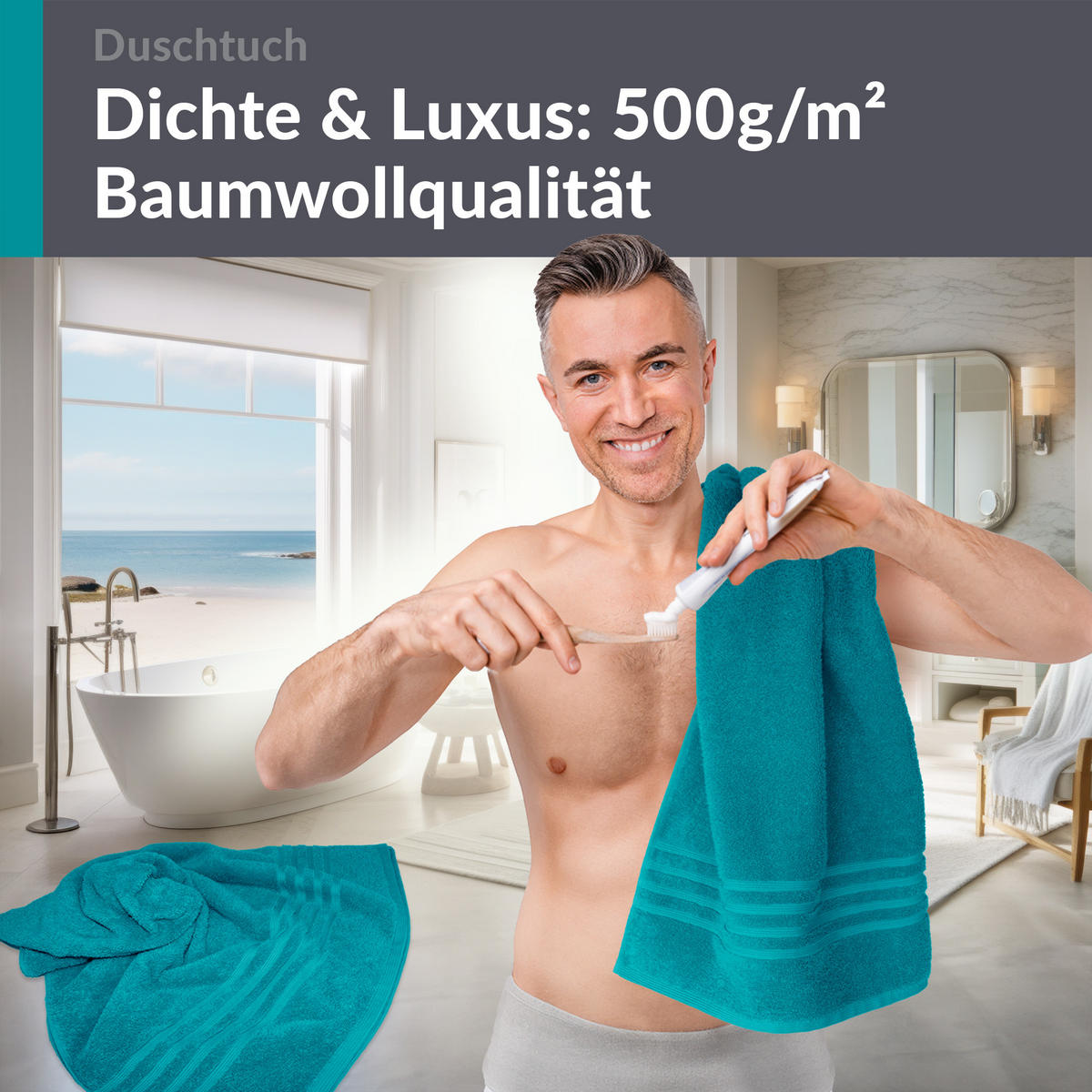 DUSCHTUCH London Nautic Grün 2er Set 70x140 - Smaragdgrün, Textil (70/140cm) - Lashuma