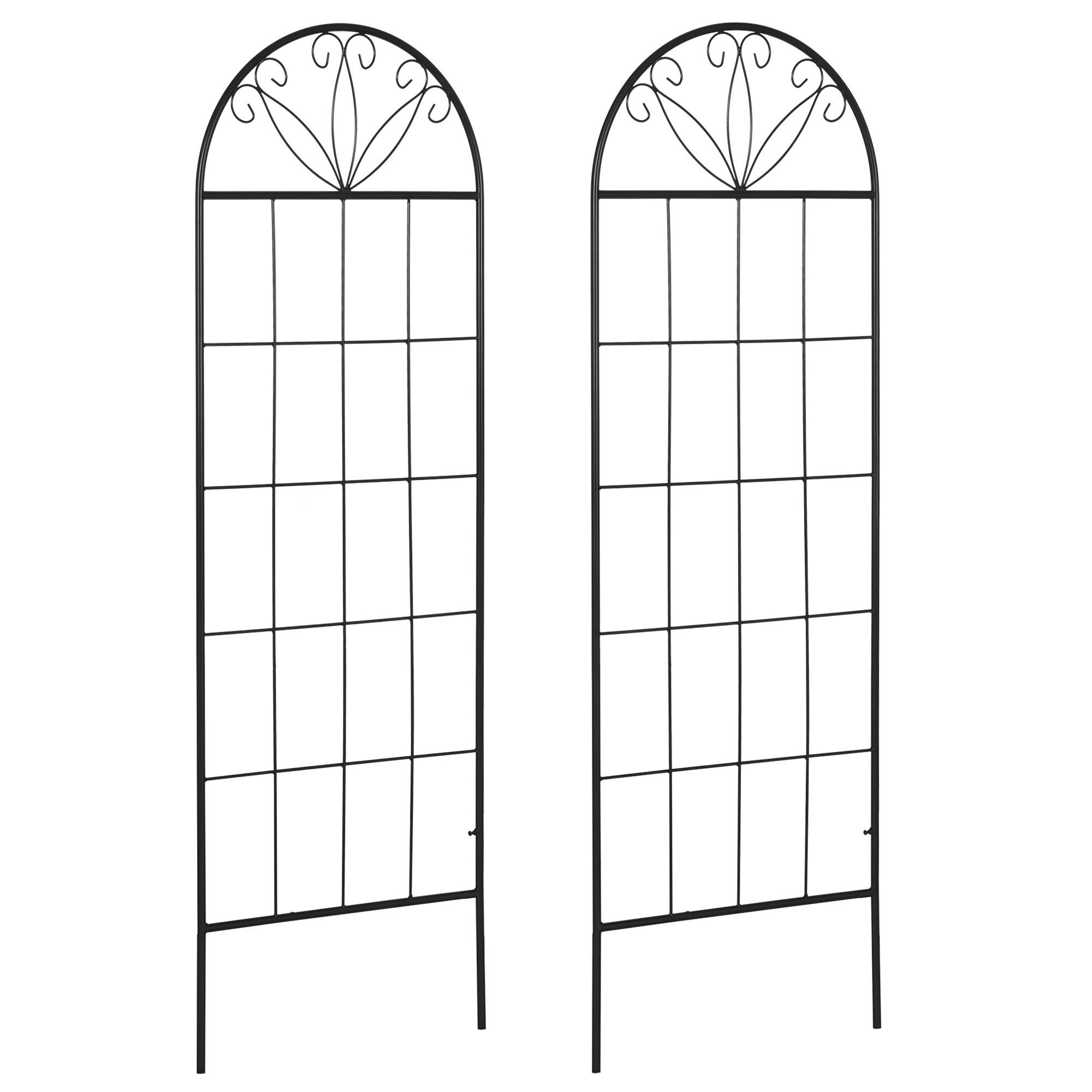 SPALIER DE-18317 2er-Set für Kletterpflanzen, 152 cm hoch Schwarz - Schwarz, Metall (1.1/152/51cm) - ComfortXL