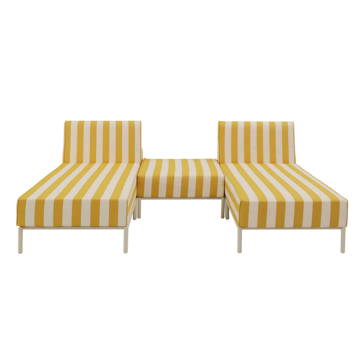 GARTENSOFA mit 3 Sitzplätzen, Gelb - Gelb, Textil (128/78/144cm) - Oviala