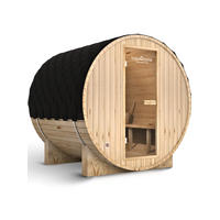 FASSSAUNA L Outdoorsauna für 4 Personen inkl. 6 kW Elektroofen - Naturfarben, Holz (180/190/180cm) - holz4home