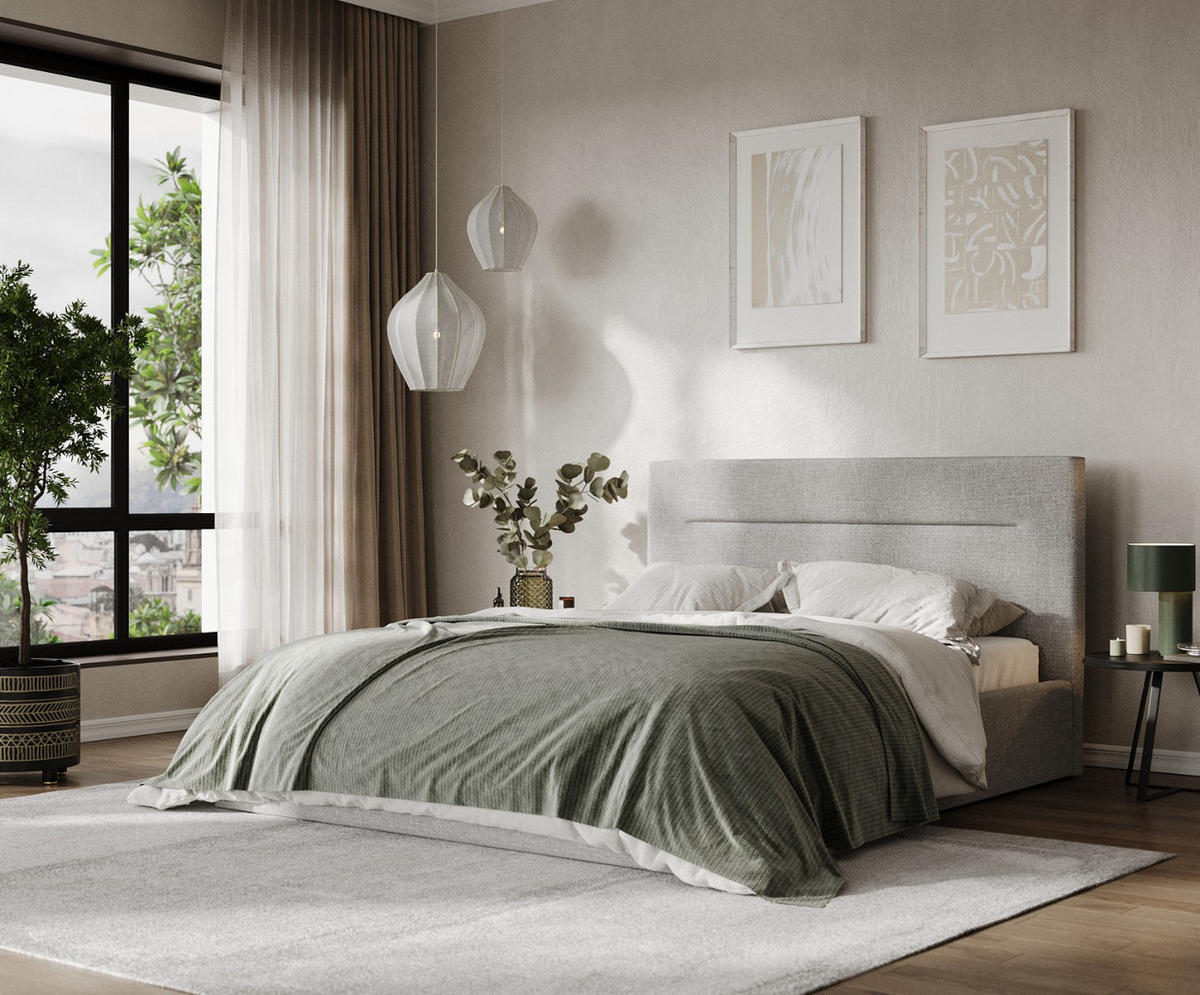 POLSTERBETT Liline 160/200 cm Hellgrau im Inari Stoff - Hellgrau/Schwarz, Holz/Holzwerkstoff (160/200cm) - AltaBeds