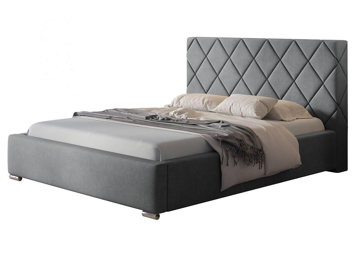 POLSTERBETT Málaga mit Kopfteil, 120x200 cm, Doppelbett mit Bettkasten und Lattenrost aus Holz, Velourstoff Beige - Beige, Holz/Textil (120/200cm) - Alpi-Möbel