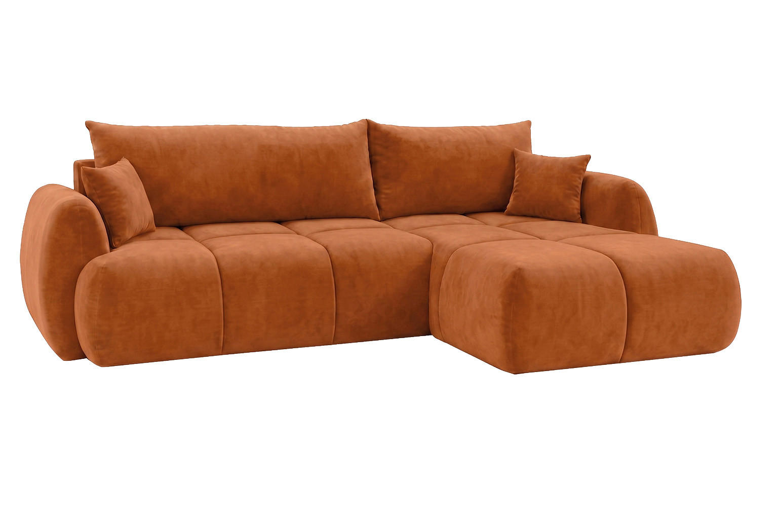 ECKSOFA Mit Schlaffunktion Und Bettkasten, Veloursstoff Bluvel, Zimtfarbe, Rechts, COCO - Kupferfarben, Holz (275/180cm) - Kaiser Möbel