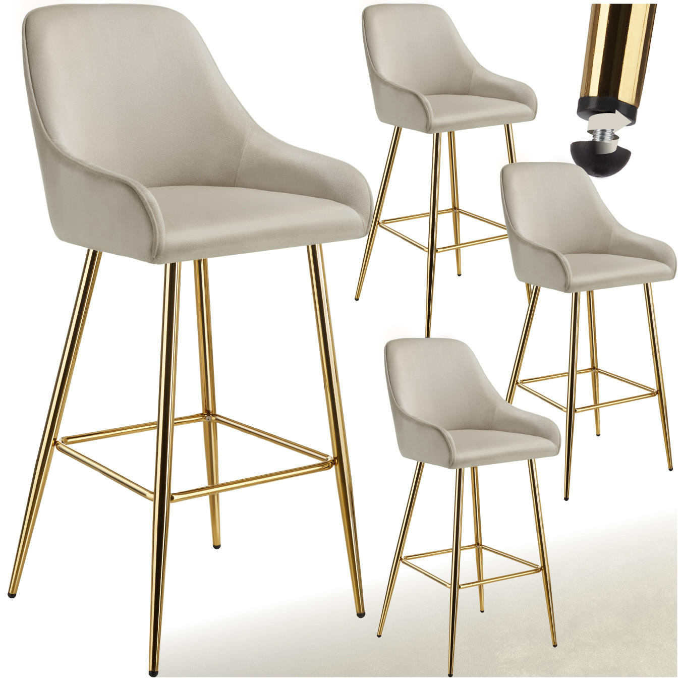 BARSTUHL Avane,48,5 x 57 x 108 cm, Belastbarkeit 120 kg,creme/gold - Goldfarben/Creme, Kunststoff (48.5/108/57cm) - tectake