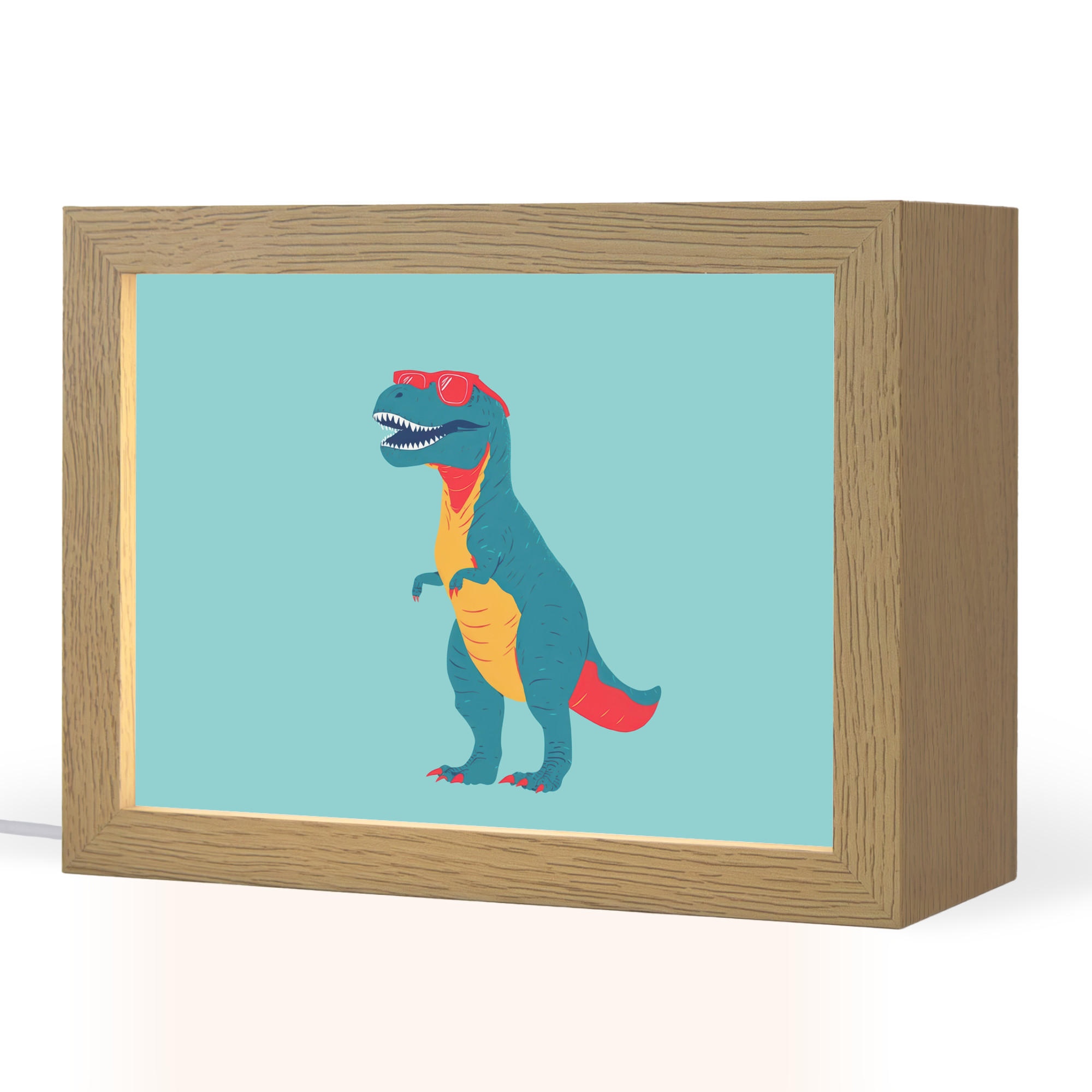 NACHTTISCHLAMPE Dinosaurier - Blau - Sonnenbrille 20x15 cm - Hellblau, Holzwerkstoff (8/20/15cm)