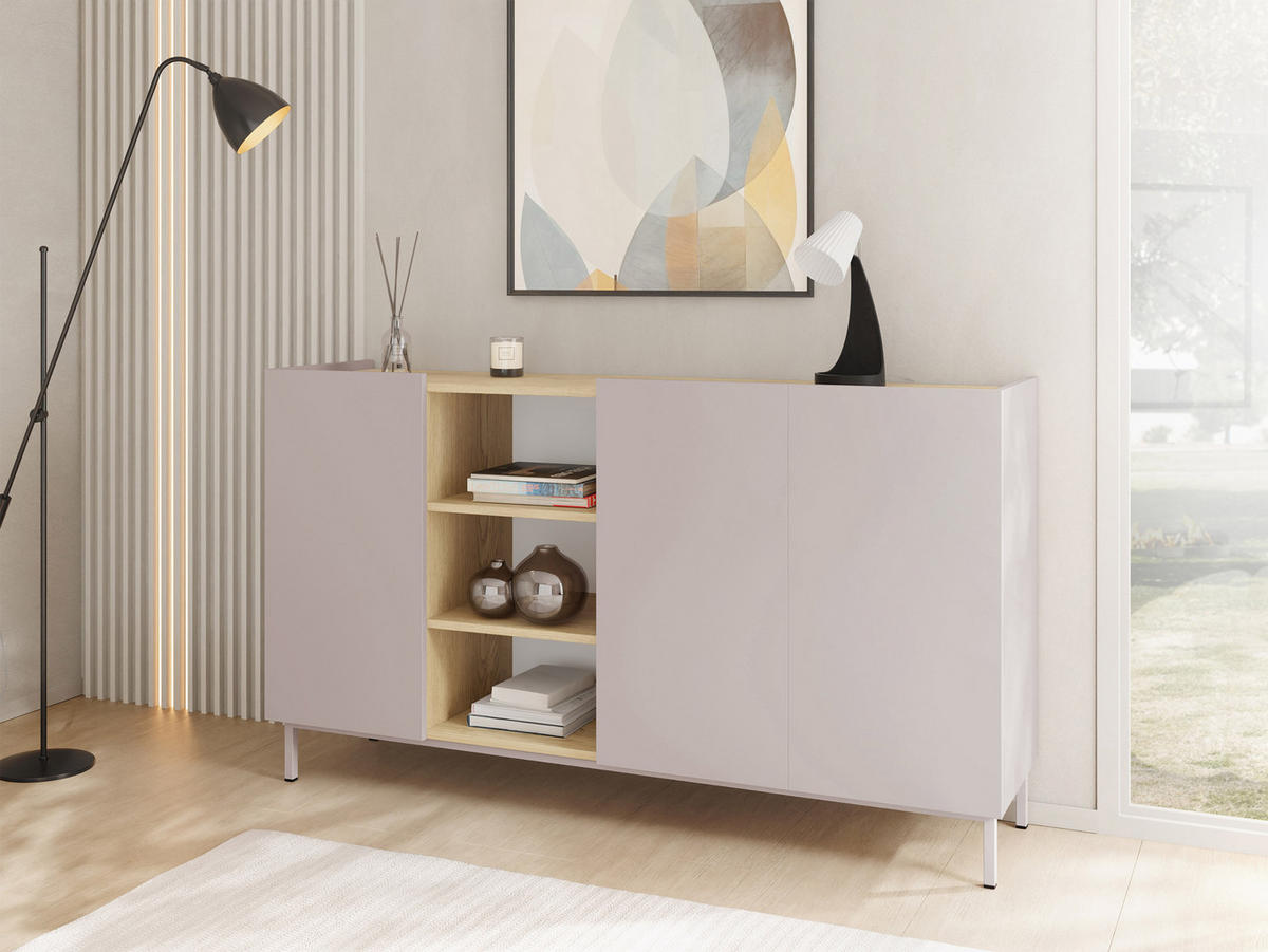 SIDEBOARD System 77 - Kaschmir, Holzwerkstoff/Metall (153/85/44cm) - MIRJAN24