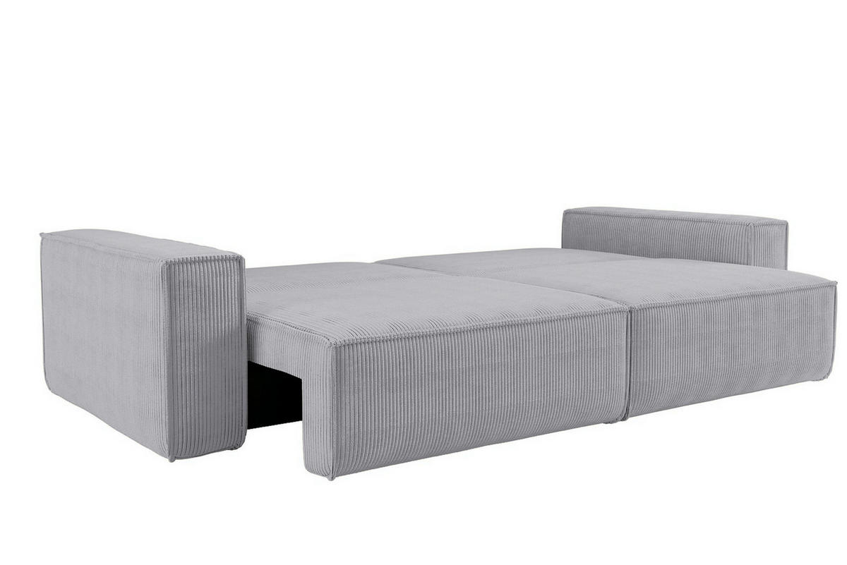 SCHLAFSOFA HUGO, Sofa mit Schlaffunktion und Bettkasten, Farbe: Grau, Cordstoff - Grau, Textil (244/83/98cm) - VENASI MÖBEL