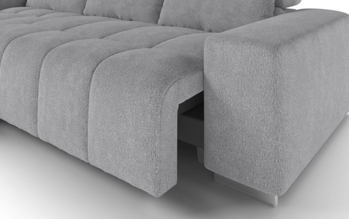 ECKSOFA mit elektronischem Sitzvorschub und verstellbaren Kopflehnen - Chromfarben/Grau, Textil (307/186cm) - Cotta