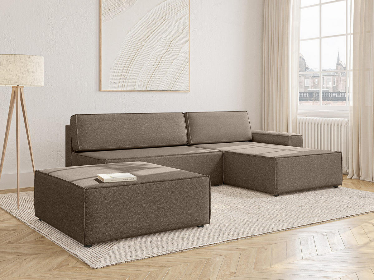 ECKSOFA Lummo La mit Schlaffunktion, Braun - Braun, Textil (363/185cm) - Fedve