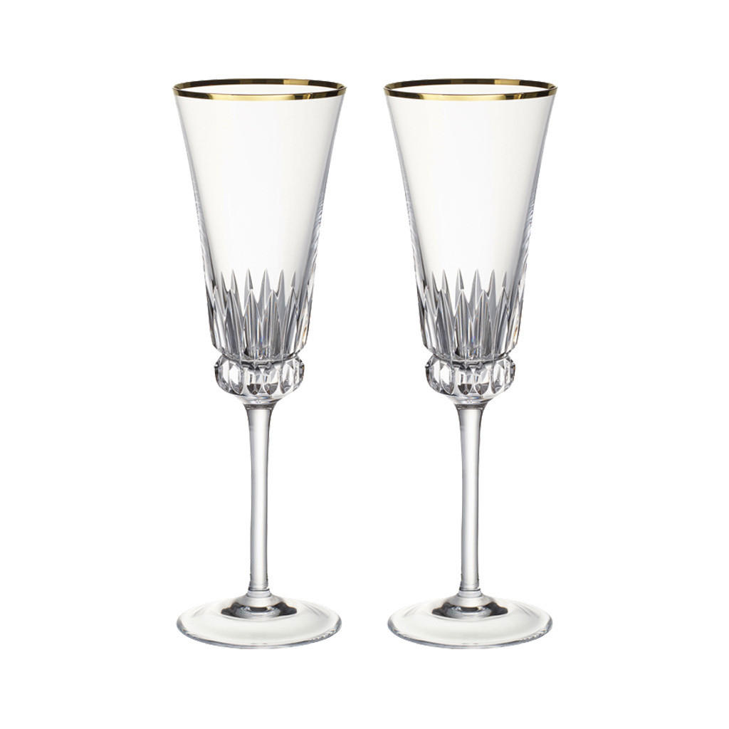SEKTGLÄSER Grand Royal Gold transparent-gold 120 ml 2er Set - Transparent/Goldfarben, Glas (0.12L) - Villeroy & Boch