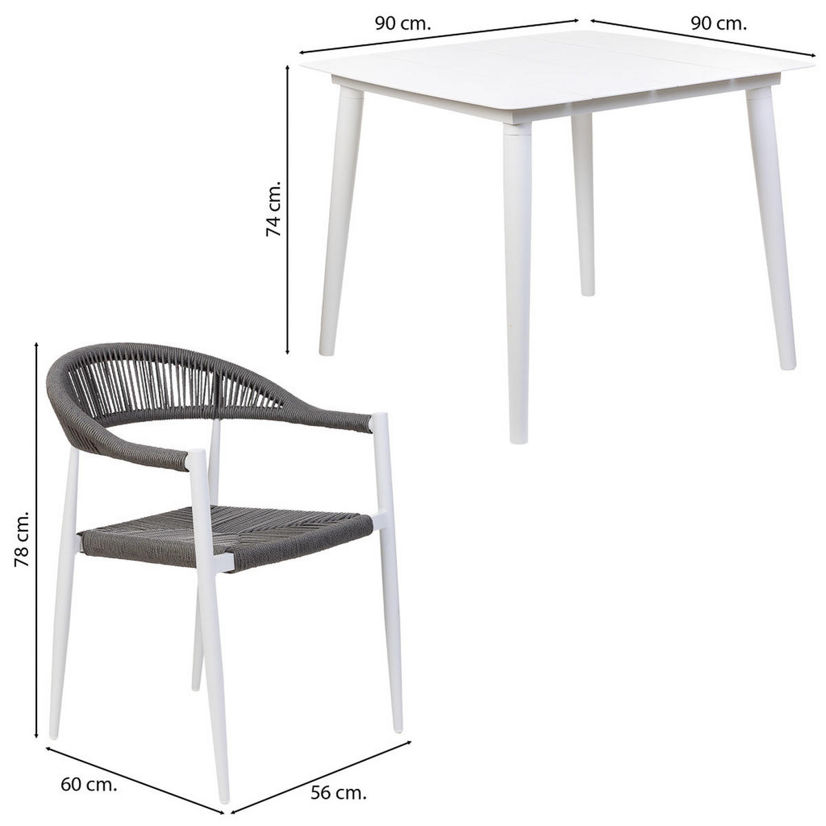 GARTEN-ESSGRUPPE, 5er-Set, Schwarz und Weiß - Multicolor, Metall - Wanderlust