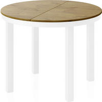 ESSTISCH Rowan Weiß runder ausziehbarer, Lancelot Eiche 100-176/100/76 cm - Eichefarben/Weiß, Holzwerkstoff/Metall (100/100/76cm) - WFL GROUP