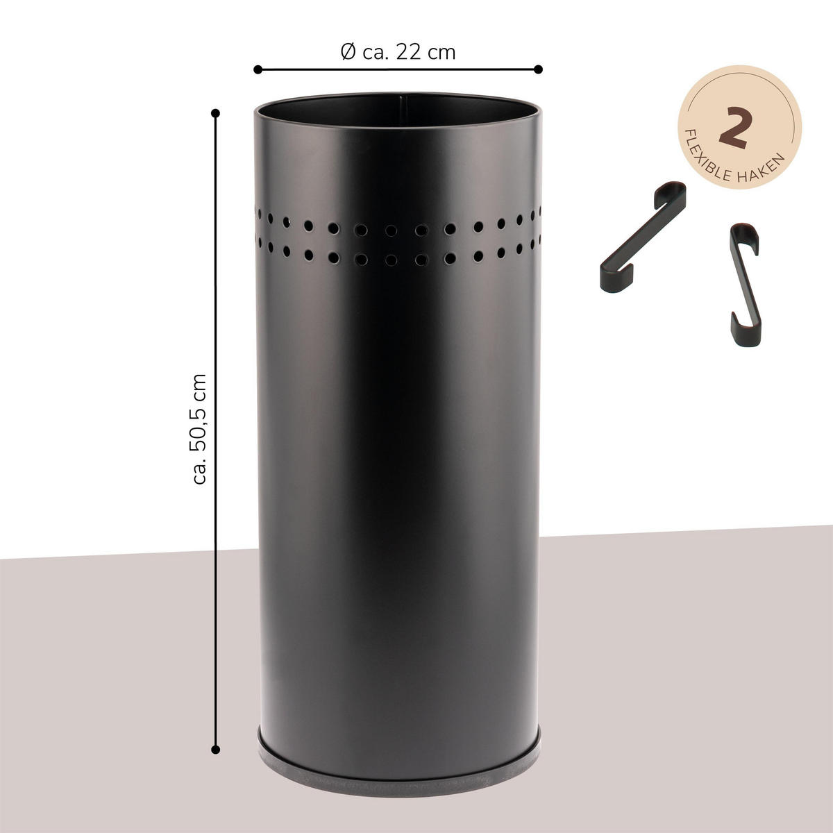 SCHIRMSTÄNDER, mit Abtropfschale, Metall, schwarz - Schwarz, Metall (22/51.5/22cm) - bremermann