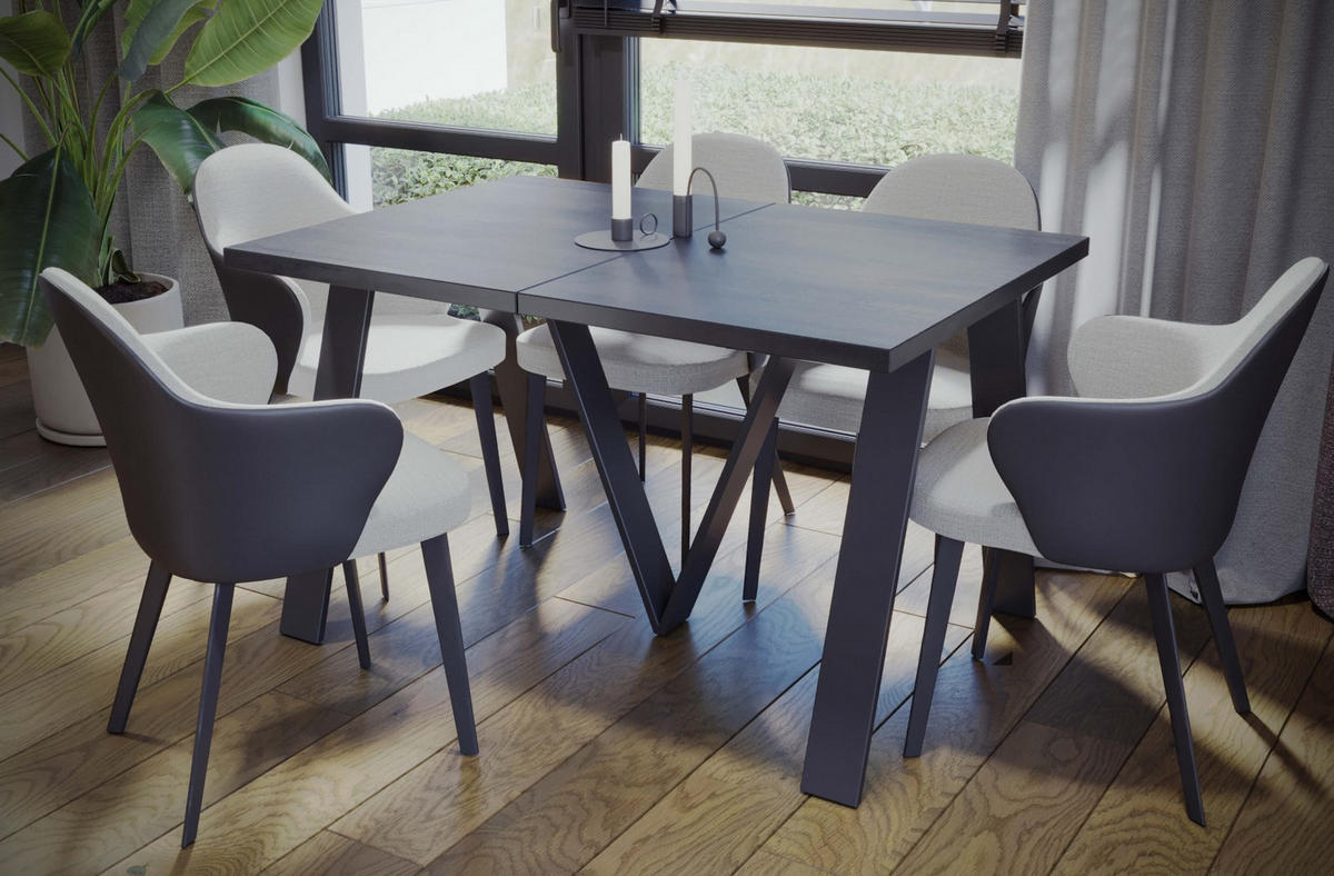 ESSTISCH XXL Lungo ausziehbar 130-405/90/75 cm - Graphitfarben, Holzwerkstoff (130/90/75cm) - Endo-Moebel