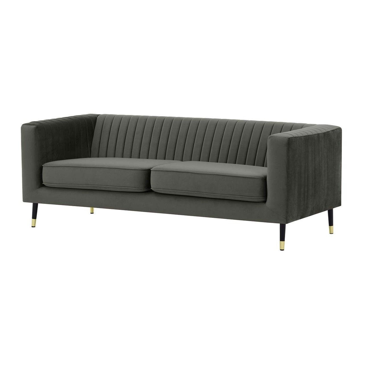 DREISITZER SOFA Slender-Velluto 19 - Dunkelgrau, Holz/Textil (201/71/83cm) - SLF24