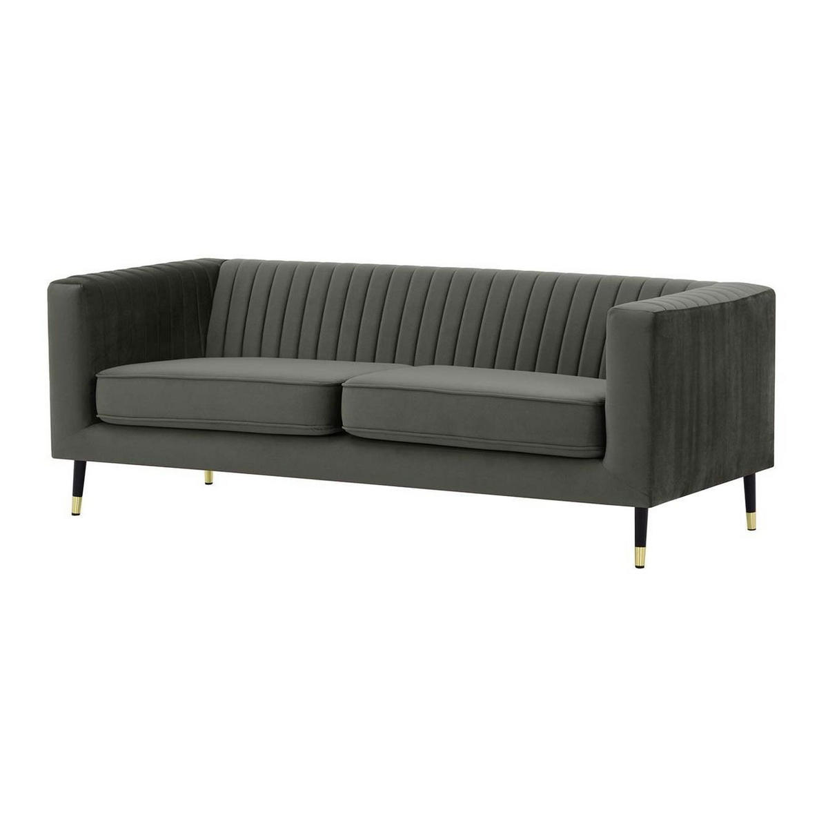 DREISITZER SOFA Slender-Velluto 19 - Dunkelgrau, Holz/Textil (201/71/83cm) - SLF24
