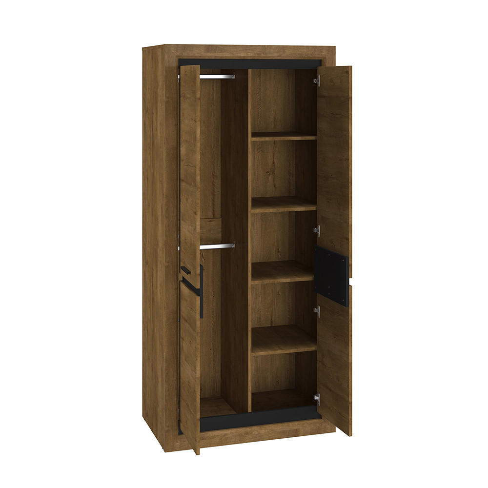 KLEIDERSCHRANK Baltica Lefkas Eiche / schwarz 90 / 54 / 200cm - Eichefarben/Braun, Holz/Holzwerkstoff (90/200/54cm) - Feldmann-Wohnen