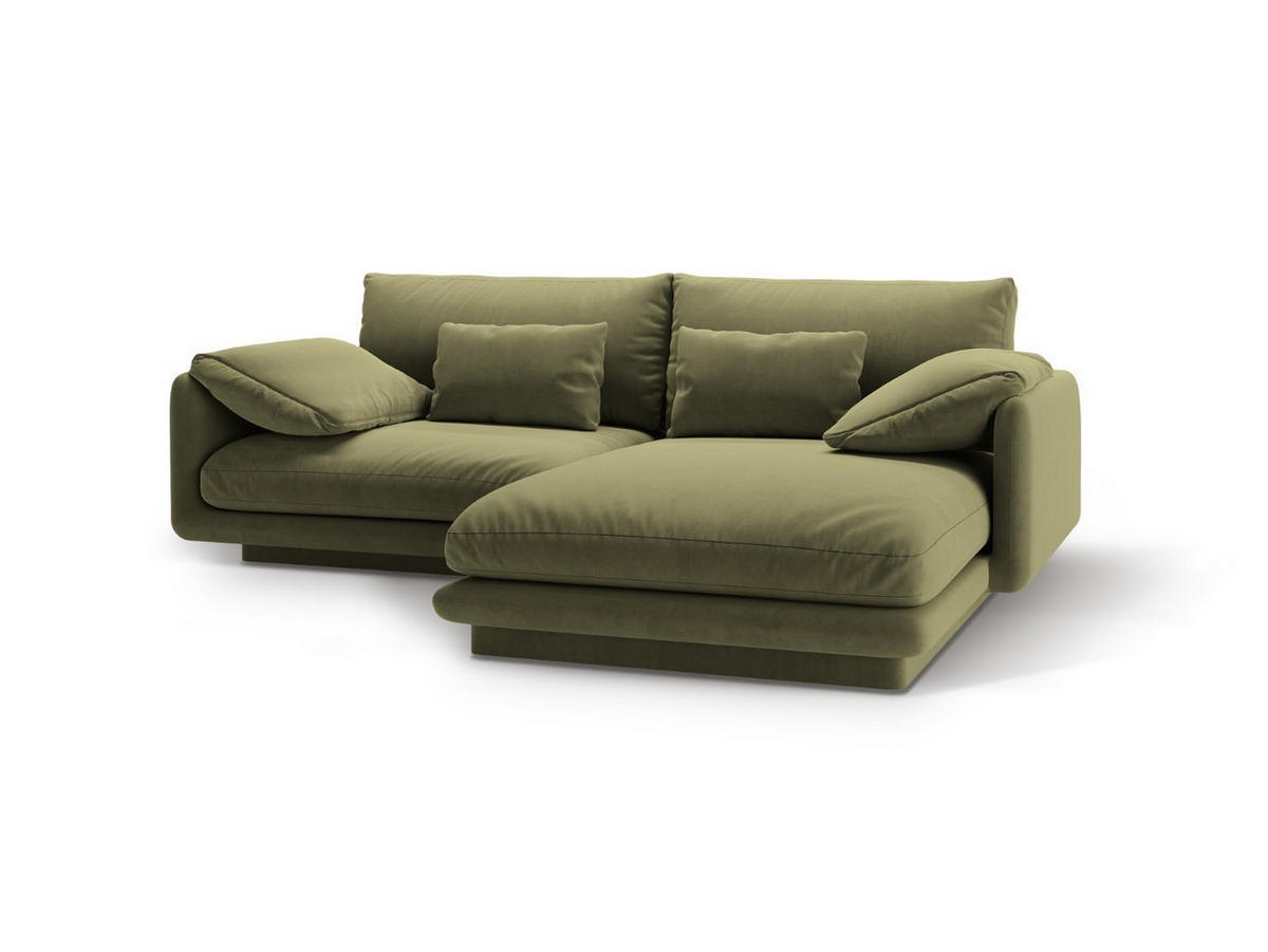 ECKSOFA rechts Torino aus Samt hellgrün 3 Sitzplätze - Hellgrün, Textil (170/220cm) - Micadoni