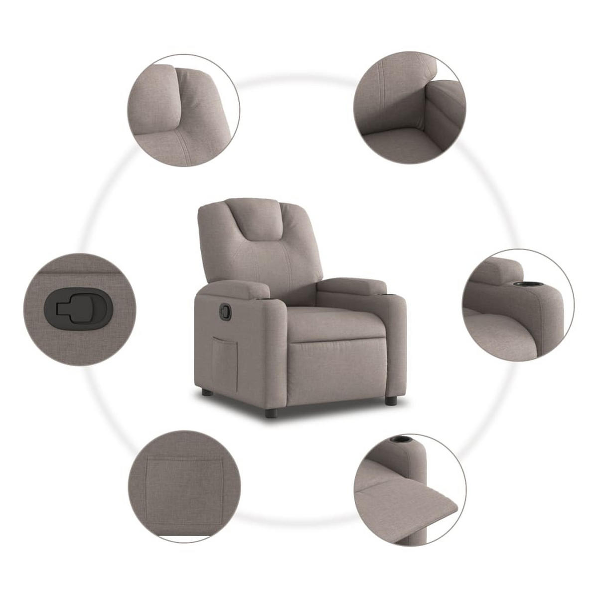 RELAXSESSEL Taupe Stoff - Taupe, Textil (88/97/74cm) - vidaXL