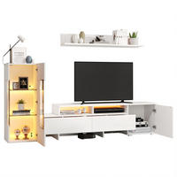 TV-WOHNWAND 3-teilig 170/35/45 cm aus Spanplatte mit LED-Beleuchtung und Hochglanzfront Weiß - Weiß, Holzwerkstoff (170/45/35cm) - Modenvie