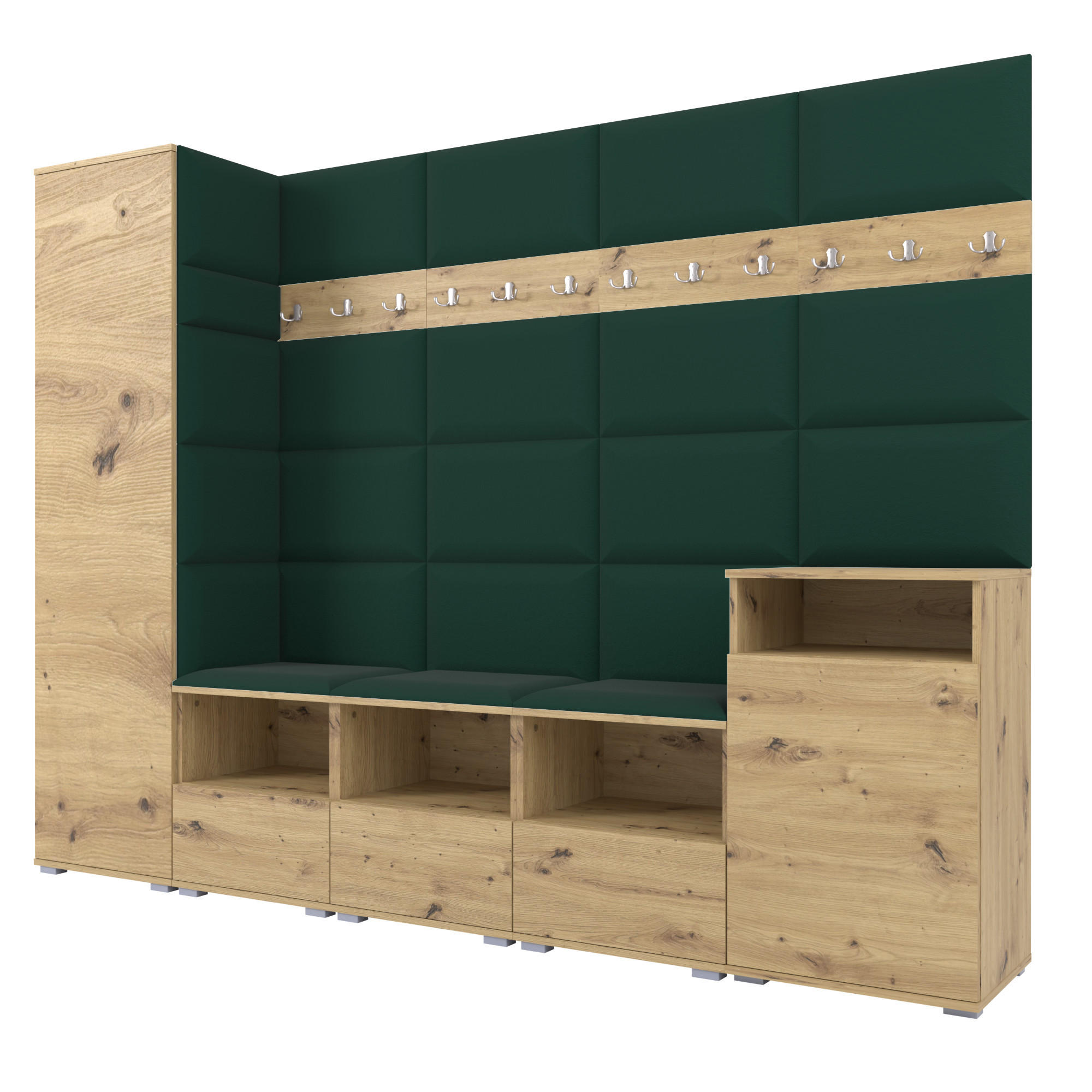 Ravio Garderobe Eiche Artisan, Dunkelgrün 250x187x40 cm