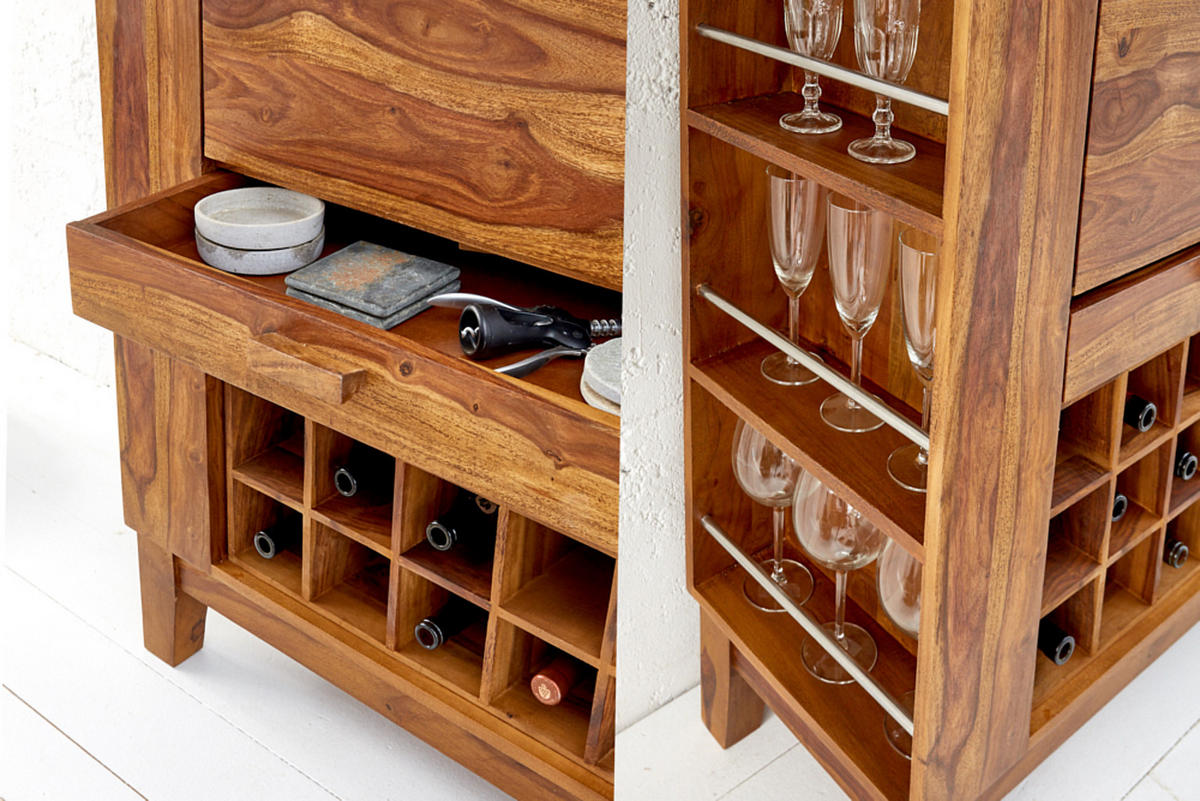 BARSCHRANK MAKASSAR Sheesham Natur 85110 cm - Naturfarben, Holz (110/100/40cm) - riess-ambiente