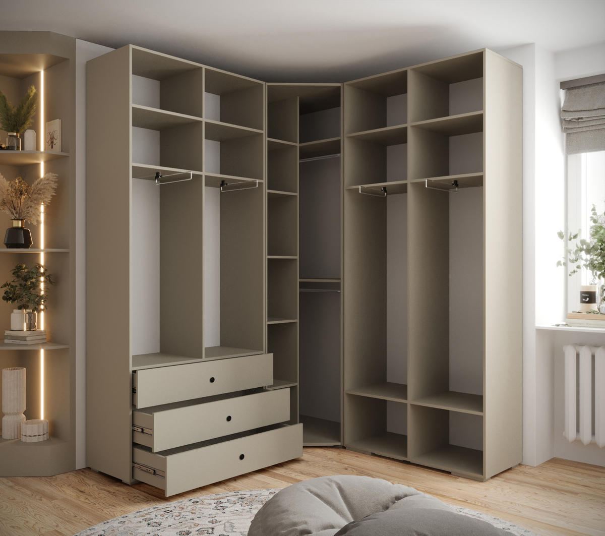 GARDEROBEN-SET 236,7/181,7/47 - Kaschmir/Goldfarben, Holz/Kunststoff (181.7/236.7/47cm) - Abiks Möbel